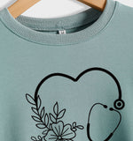 Herbst und Winter Damen Top Love Printing Lässiger Langarmpullover