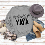 YAYA Plant Flower Letters Round Neck Long-sleeved Women's Sweatshirt