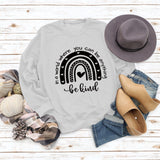 Sweat-shirt imprimé à manches longues et col rond pour femme, haut avec lettres dans un monde où