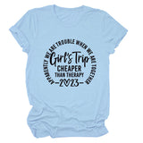 T-shirt ample à manches courtes et col rond pour filles, ratio de voyage, lettre