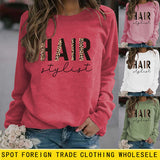HAIR Stylist Letter Print Langarm Herbst und Winter Bottoming T-Shirt Rundhals Pullover Shirt
