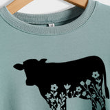 Women's Autumn and Winter Long-sleeved Shirt Flowers and Grass Cattle Print Round Neck Loose Sweater