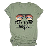 TALK TO ME GOOSE T-shirt imprimé lettre d'été avec col rond et manches courtes