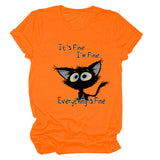 It's Fine I'm Fine T-shirt à manches courtes et col rond avec grandes lettres imprimées