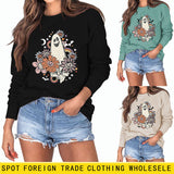 Lockeres, übergroßes, bedrucktes Langarm-Sweatshirt für Damen