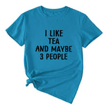 Lettre J'aime le thé Peut-être 3 personnes T-shirt à manches courtes et col rond