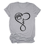 T-Shirt à manches courtes et col rond pour femme, imprimé Love Dog, à la mode