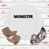 MOMSTER imprimé ample col rond hauts manches longues col rond sweat-shirt