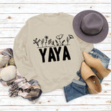 YAYA Plant Flower Letters Round Neck Long-sleeved Women's Sweatshirt