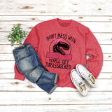 Rundhals-Oberteil, langärmliges, lockeres Sweatshirt mit DON'T MESS-Aufdruck