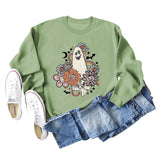 Lockeres, übergroßes, bedrucktes Langarm-Sweatshirt für Damen
