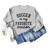 SOCCER IS MY FAVORITE Letters Round Neck Long-sleeved Sweater for Women