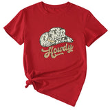 T-shirt à manches courtes et col rond Howdy Funny Graphic