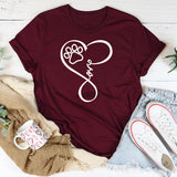 T-Shirt à manches courtes et col rond pour femme, imprimé Love Dog, à la mode