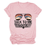 TALK TO ME GOOSE T-shirt imprimé lettre d'été avec col rond et manches courtes