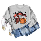 Tis' The Season – pull à manches longues et col rond pour femme, ample, avec lettres de citrouille, Halloween