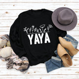 YAYA Plant Flower Letters Round Neck Long-sleeved Women's Sweatshirt