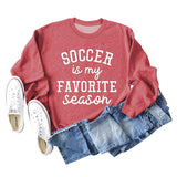SOCCER IS MY FAVORITE Letters Round Neck Long-sleeved Sweater for Women