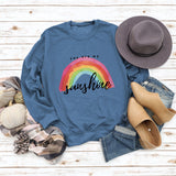 You Are My Sunshine Rainbow Letter Print Sweater for Women
