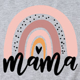 Mama Rainbow Love Letter Rundhalsausschnitt Lockeres Druckmuster Kurzärmeliges T-Shirt