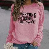 EVERYONE Was Thinkingwish Herbst und Winter Casual Tops Große Größe Langarm Pullover