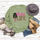 Nunse LIFE Letters Loose Leopard Print Long Sleeve