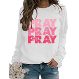 Rundhals-Oberteile Langarm-Sweatshirt mit PRAY Onit PRAY Oues It-Aufdruck