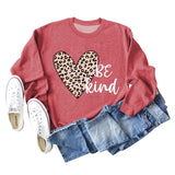Be Kind – sweat-shirt à manches longues et col ras du cou pour femme, imprimé léopard