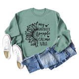 Meine Lieblings-Menschen rufen Sunflower Letter Love Rundhals Langarm Pullover