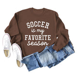 SOCCER IS MY FAVORITE Letters Round Neck Long-sleeved Sweater for Women