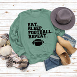 EAT SLEEP FOOTBALL REPEAT Damen Herbst und Winter Rundhals Langarm Pullover