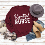 Letter Registered Nurse Fall and Winter Bottoming Large Size Long-sleeved Women's Sweatshirt