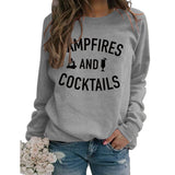Herbst und Winter neuer Pullover für Damen mit Buchstaben-Print für Lagerfeuer und Cocktails