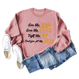 Live Like John Love Damen-Pullover mit Buchstaben, Rundhalsausschnitt, lockeres Langarmshirt, großer Pullover
