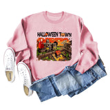 Halloween Town Letter Printed Damen Lockerer neuer Pullover Langarmshirt
