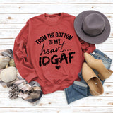 Von unten Buchstaben Rundhals Damen Tops Langärmeliges Bedrucktes Loses Sweatshirt