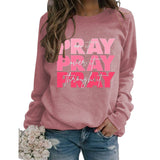 Rundhals-Oberteile Langarm-Sweatshirt mit PRAY Onit PRAY Oues It-Aufdruck