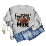 FOOTBALL MOM LETTERS Leopard Underlay Langarm Oversized Pullover Mädchen