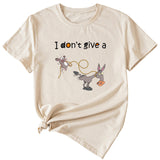 T-shirt manches courtes col rond femme, décontracté, imprimé graphique ludique, I Don't Give A