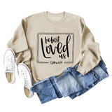 Er liebte uns zuerst, Base-Schriftzug, langärmeliger großer Pullover für Damen