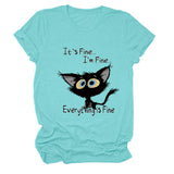 It's Fine I'm Fine T-shirt à manches courtes et col rond avec grandes lettres imprimées