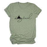 Magical Simple Pattern Casual Woman Crewneck Short Sleeve Top