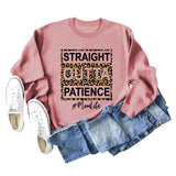 STRAIGHT OUTTA PATIENCE Leopard Print Letters Round Neck Long-sleeved Sweater Women