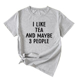 Lettre J'aime le thé Peut-être 3 personnes T-shirt à manches courtes et col rond