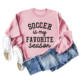 SOCCER IS MY FAVORITE Letters Round Neck Long-sleeved Sweater for Women