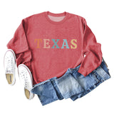 TEXAS Letter Printing Fashionable Autumn Winter Round Neck Long Sleeve Loose Oversize Sweater