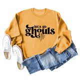 Let's Go Ghouls Letters Loose Round Neck Long Sleeve Large Size Sweatshirt