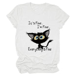 It's Fine I'm Fine T-shirt à manches courtes et col rond avec grandes lettres imprimées