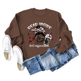 DEAD INSIDE BUT Skull Letter Body surdimensionné à manches longues pour femme