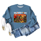 Halloween Town Letter Printed Damen Lockerer neuer Pullover Langarmshirt